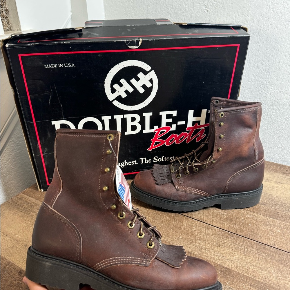 Double H Boots 9714 Men’s  Size 7.5 D‎  Boots Brown Leather Lacer Western